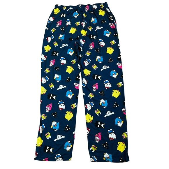 HELLO KITTY AND FRIENDS Mens XL Navy Pajama Lounge Sleep Pants Button Fly Sanrio - Picture 3 of 8